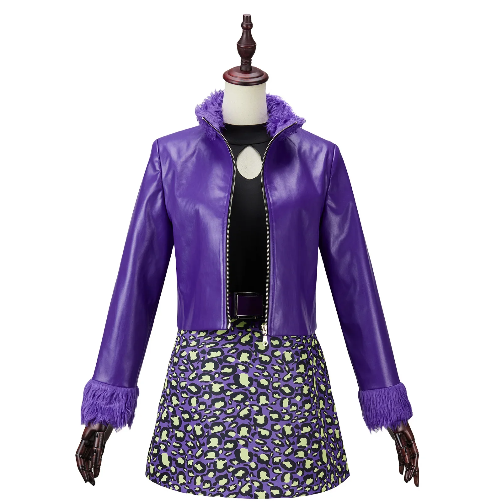 Anime Clawdeen wilk przebranie na karnawał fioletowy Flocky płaszcz spódnica ze swetrem garnitur dla kobiet dziewczyna Halloween karnawał Outft