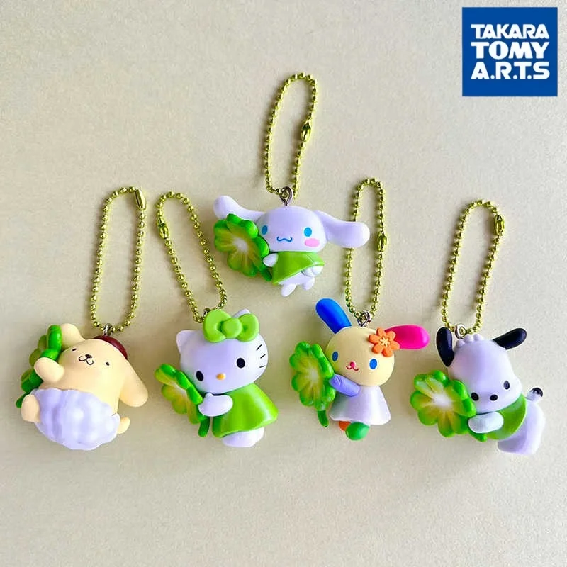 Takara Tomy Sanrio Four Leaf Clover Pendant Keychain Gashapon Capsule Hello Kitty Cinnamoroll Bag Decoration For Adult view 2