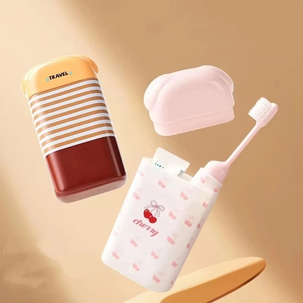 2 in 1 Toothbrush Storage Box Detachable Cartoon Travel Toothbrush Cup Space Saving Portable Toothbrush Organizer Travel