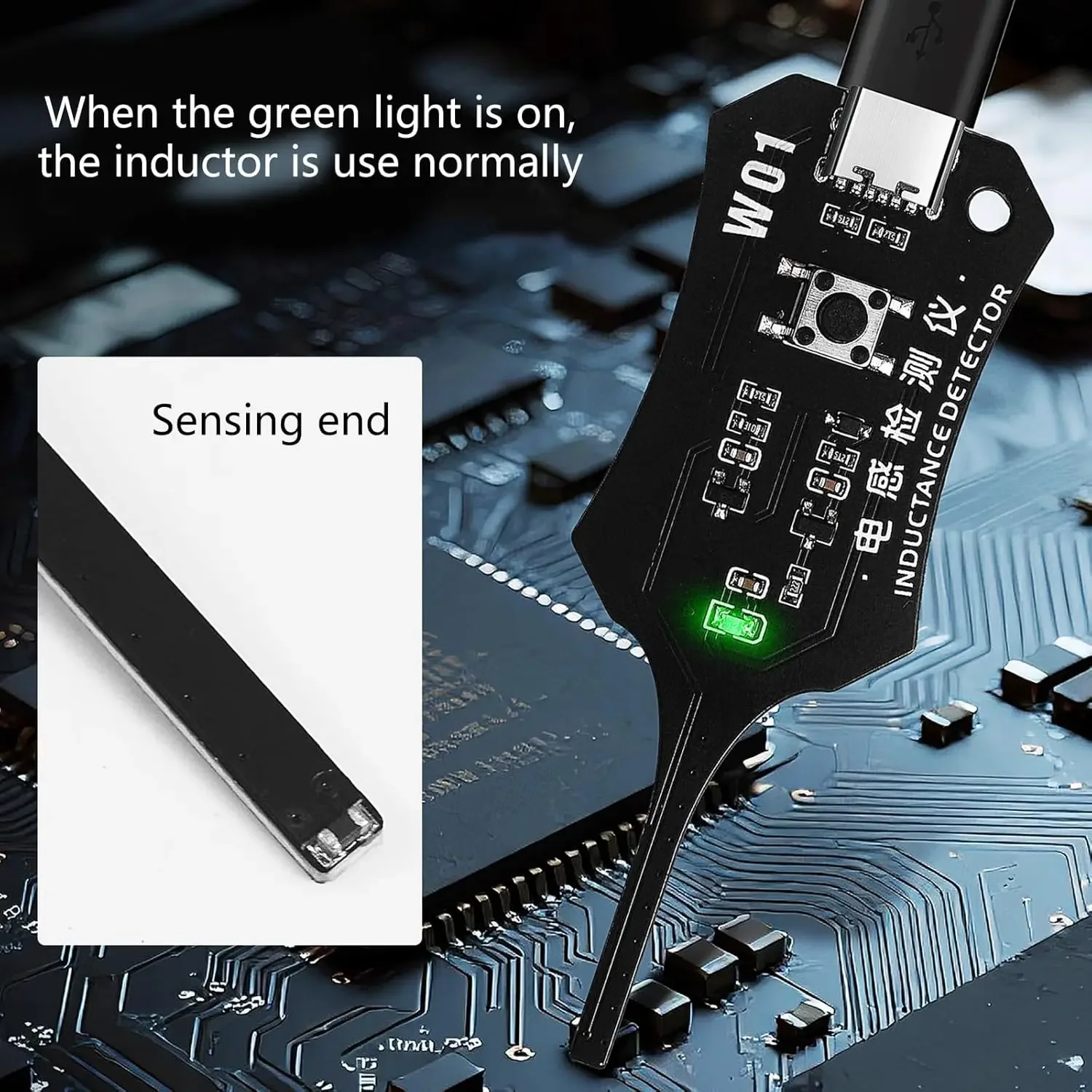 W01 Type-C Inductance Tester Motherboard Coil Tester for Mobile Phone Component Fault Detection and Diagnosis Repair