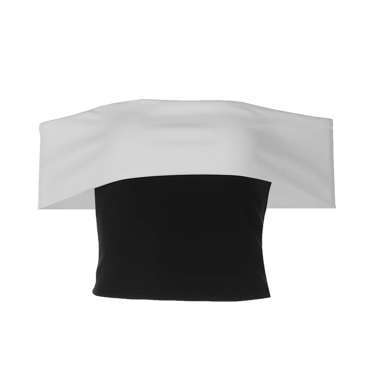 European & American New Arrival Fashion Street Style Color-Blocked Layered Halter Top Short Versatile Off-Shoulder Wrap Top