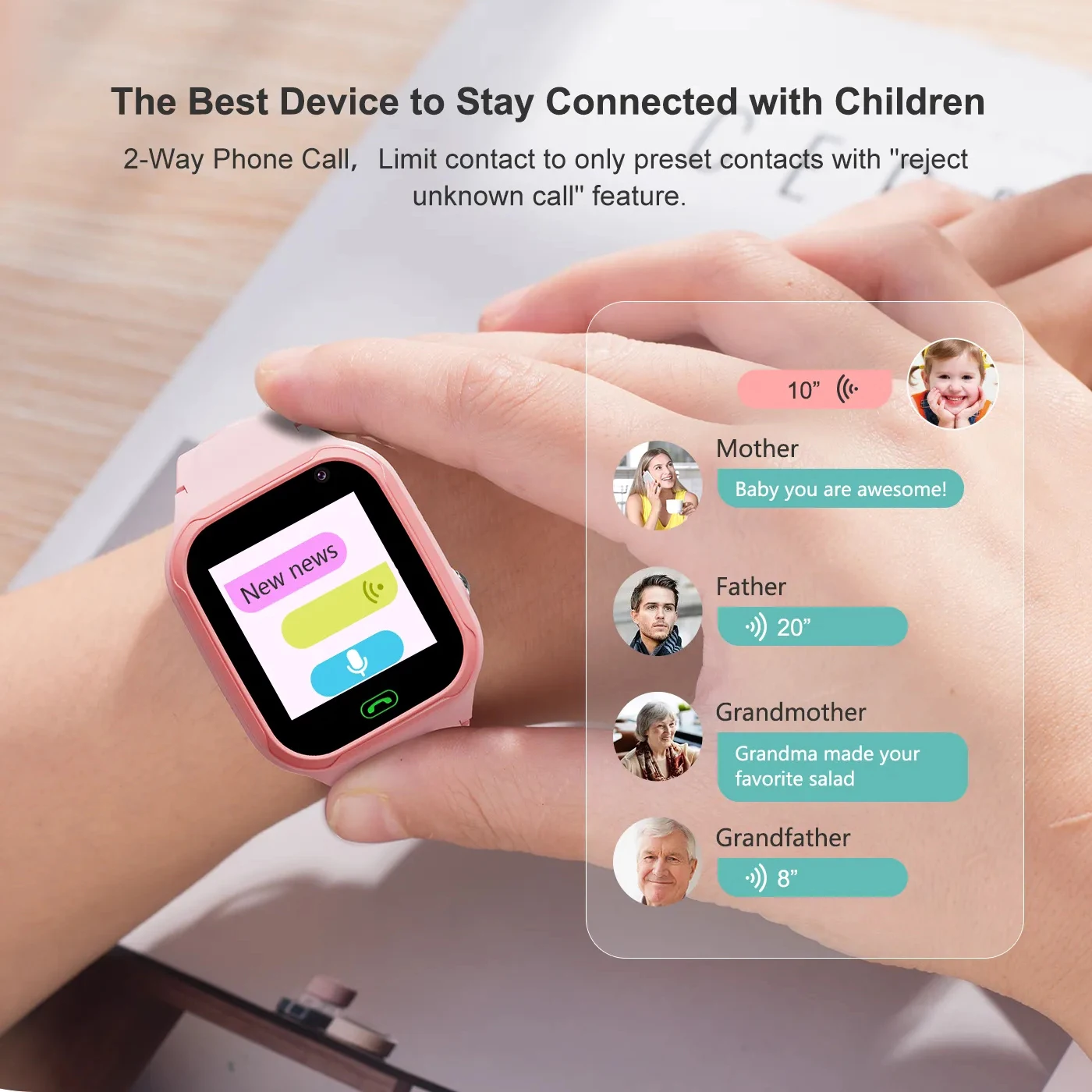 Smartwatch Wrist Kids Smart Watch Children Boys Girls Waterproof Child Electronic Digital Connected Wristwatch Clock Little Hand