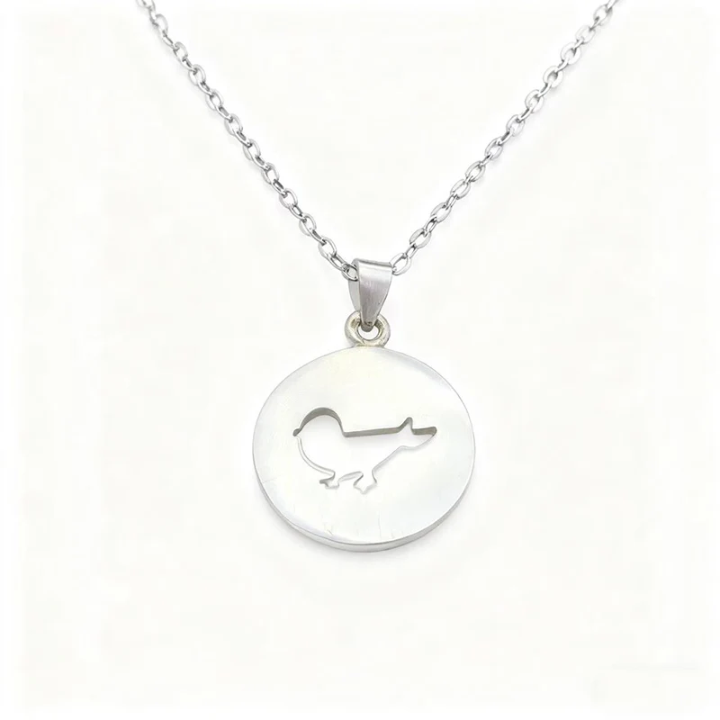 

S925 Sterling Silver Minimalist Stylish Cutout Dove Round Pendant Necklace for Christmas Birthday Gift Daily Wear Women Mom Wife