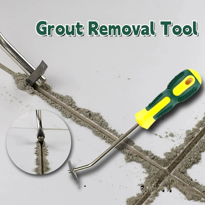 

Grout Removal Tool, Tungsten Steel Caulking Cleaner Scraper Scrubber Brush Tile Joint Cleaning Hand Tool with Hex Spinner