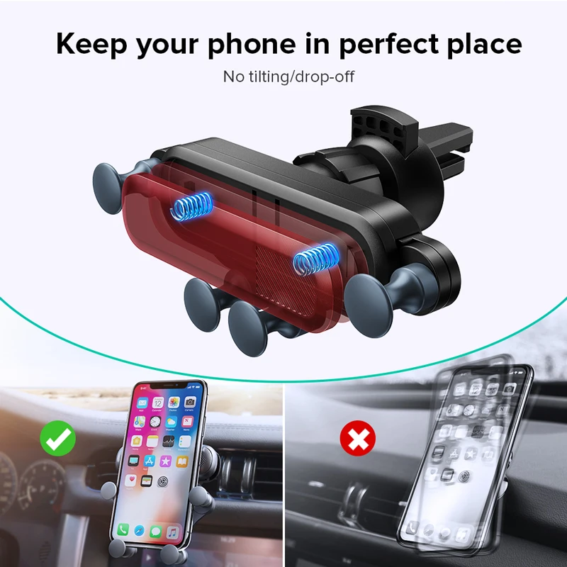 Gravity Car Phone Holder Cellphone Car Air Vent Phone Mount Universal Shockproof GPS Clip Smartphone Stand compatible 4.7-7 inch