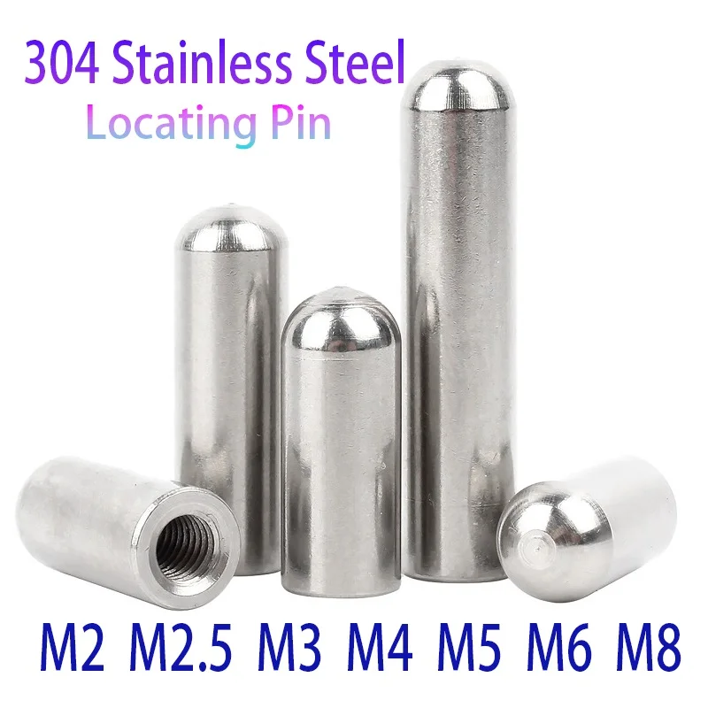 Dowel Pin with Internal Thread 304 Stainless Steel Domed End DIN 7979 Locating Pin for Mold Fixture Tooling CNC Machinery