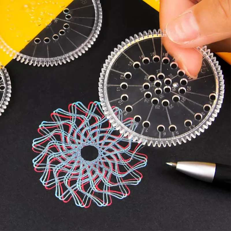 Grappige Spirograph tekening speelgoed set creatieve tandwielen geometrie stencils schilderij sjabloon kunst ambachten kinderen educatieve studenten geschenken