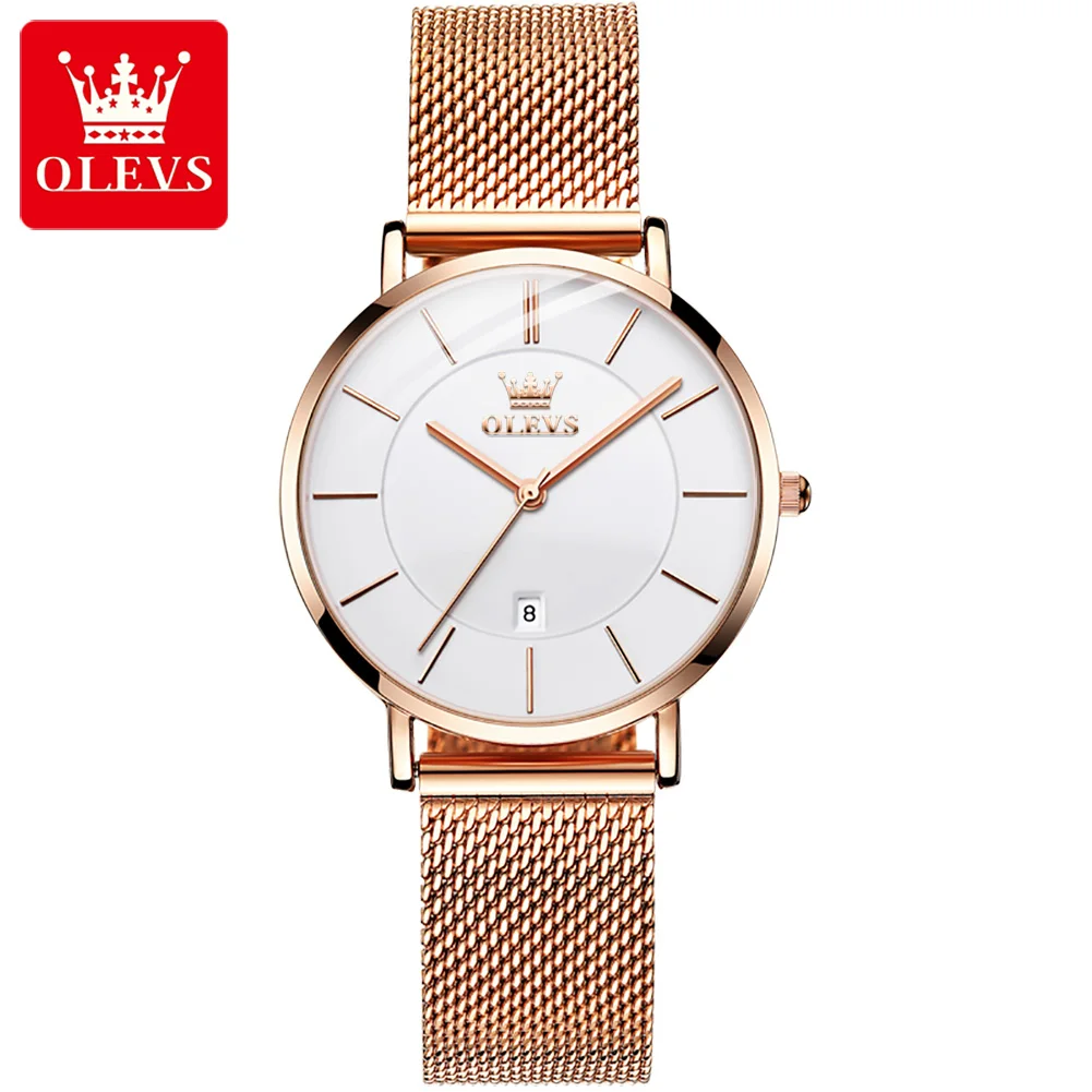 Olevs Mode Waterdichte Vrouwen Polshorloge Grote Kwaliteit Roestvrij Stalen Band Quartz Horloges Voor Vrouwen Kalender