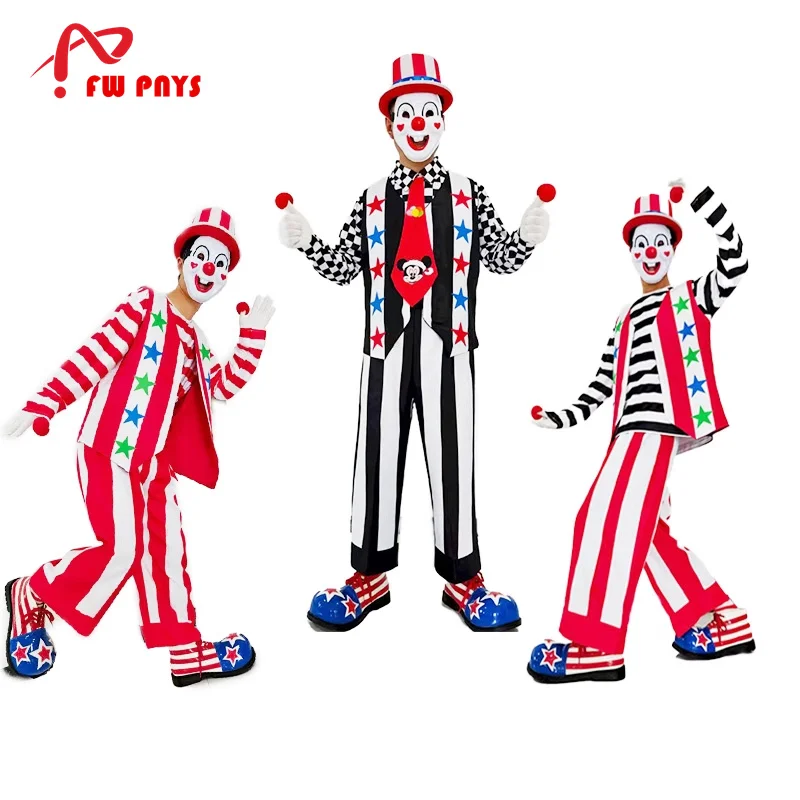

Male Clown Costumes For Adults Festival Christmas performance Clothing Masquerade Party Joker Cosplay Suit