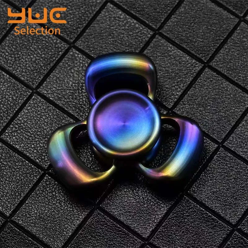 YUC Tri Horizon Hand Spinner Novelty Toy Anti Stresses Damascus Zirconium Metal Spiners Small Fidget Toys Cool Things Gyroscope