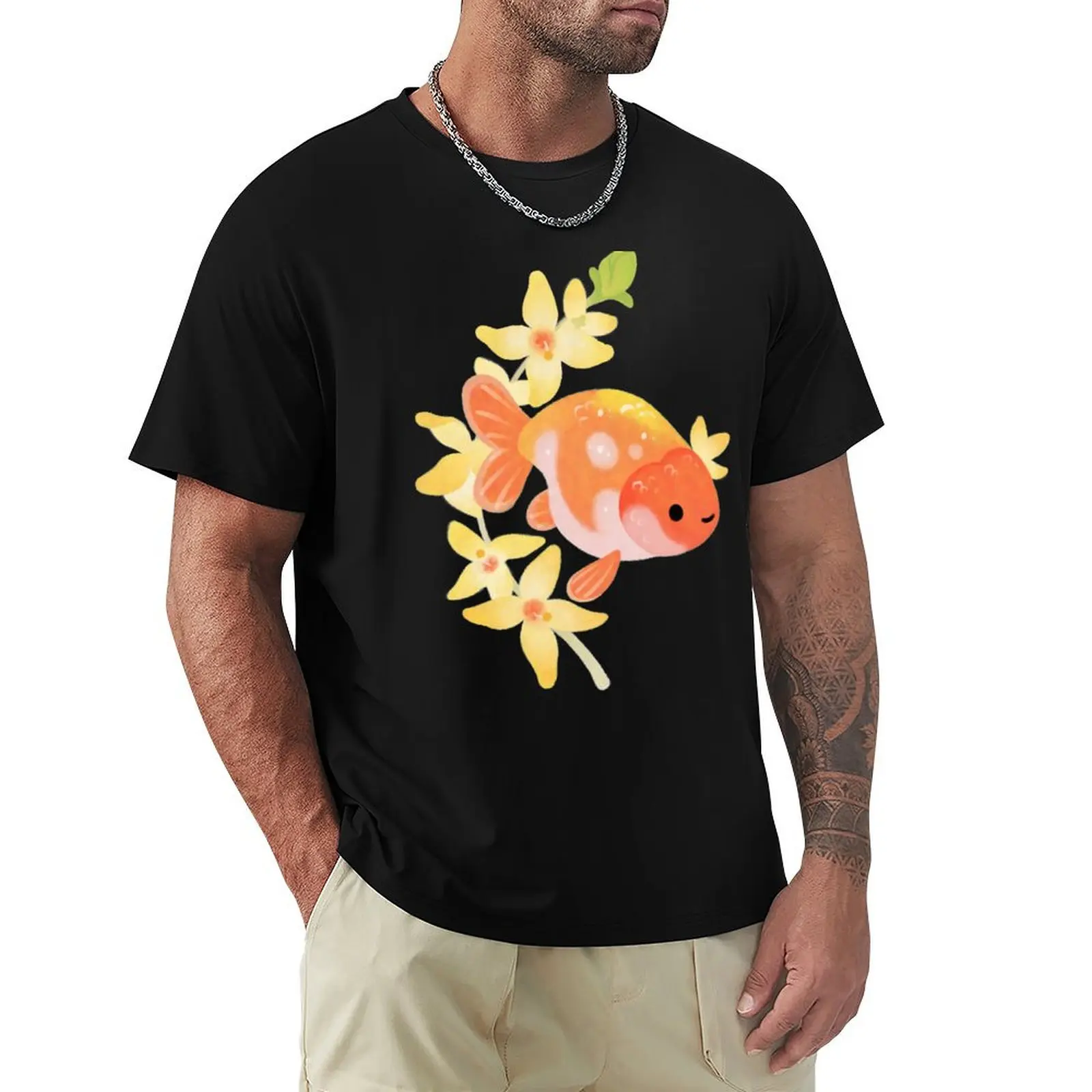 

Ranchu and Forsythias 2 T-Shirt designer shirts quick-drying men t shirts