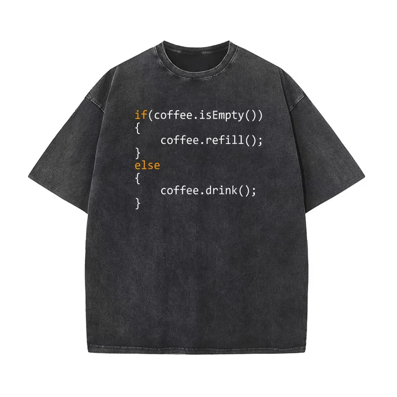 

Funny Programmer Coffee Gift For Coders T-Shirt 2025 Newest Men T Shirts Cotton Heavy Weight Clothing Male Tees Oversize Tops