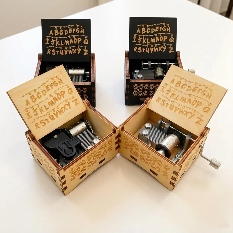 TV Stranger Music Box Opening BGM Wood Musical Box for Friends Birthday Christmas Gift