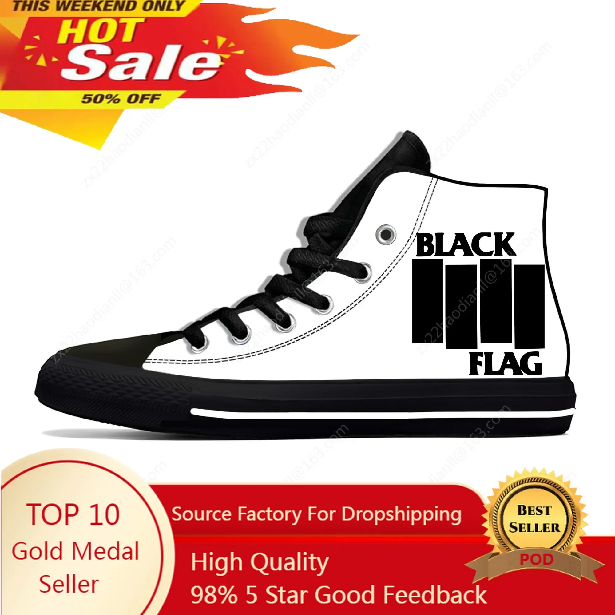 BLACK FLAG Rock Band High Top Sneakers Mens Womens Teenager Casual Shoes Canvas Running Shoes 3D Print Designer Lightweight shoe