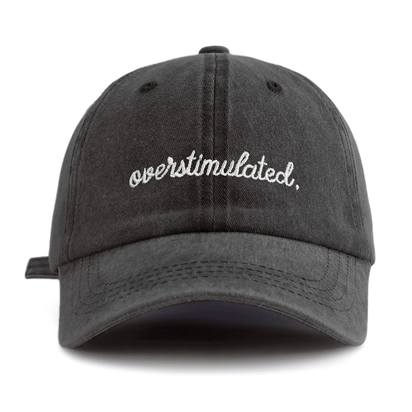 1 Pc Overstimulated. Embroidered Washed Baseball Cap, Classic Casual Stylish,Perfect Gift for Families and Friends