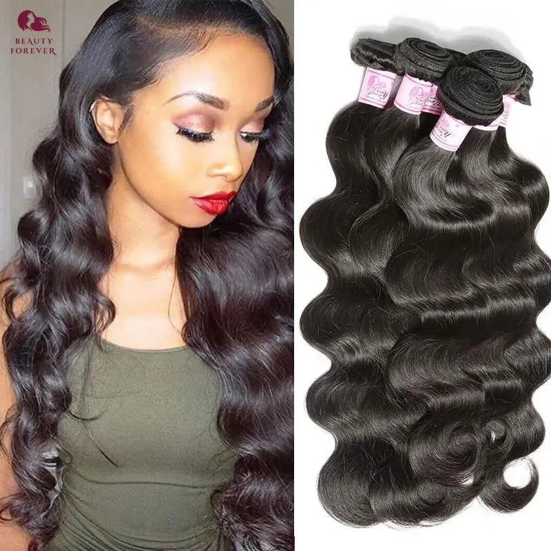 Beautyforever Body Wave Virgin Human Hair Bundles Deep Wave หนา 12A บราซิลดิบ Virgin Hair สานตรง 3/4 ชุด