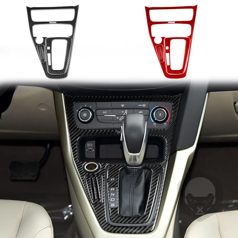 For Ford Focus SE RS ST Ecoboost 2015 2016 2017 2018 LHD RHD Real Soft Carbon Fiber Car Central Control Gear Shift Panel Sticker