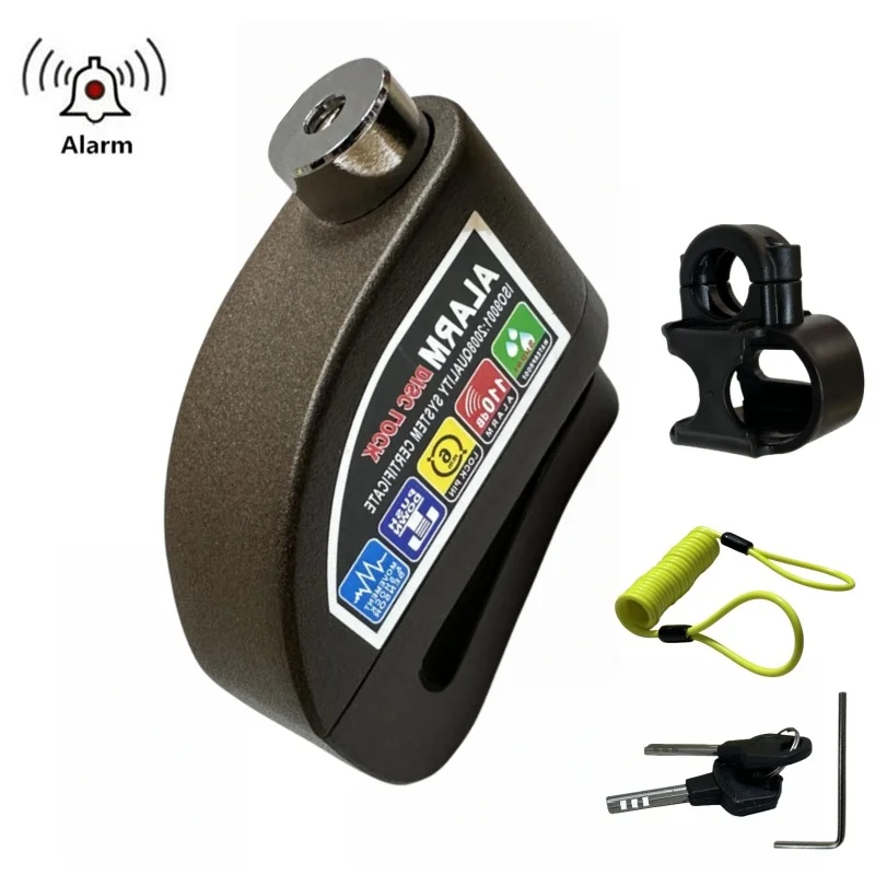 Falante Motorcycle Disc Alarm Lock Safety Anti-Theft Aluminum Alloy Safety Anti-Theft for Bicycle Scooter Accessories 3 Color