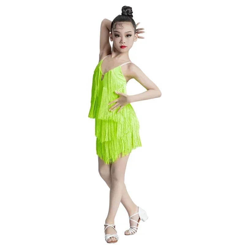 New Latin dance costume girl's tassel skirt dance costume children's competition