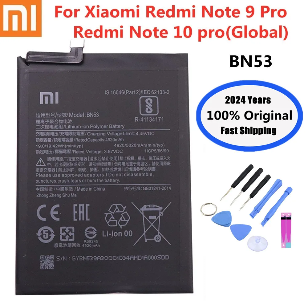 

2024 year New BN53 100% Original Battery For Xiaomi Redmi Note 9 Pro 9Pro / Redmi Note 10 pro 10pro Mobile Phone Battery Bateria