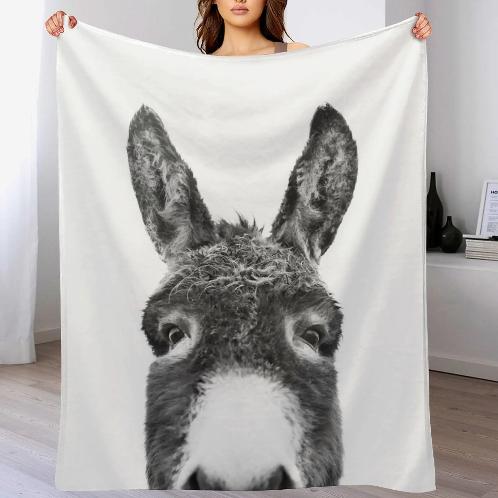 

Peeking Donkey Throw Blanket Warm Plush Fuzzy Blanket for Living Room