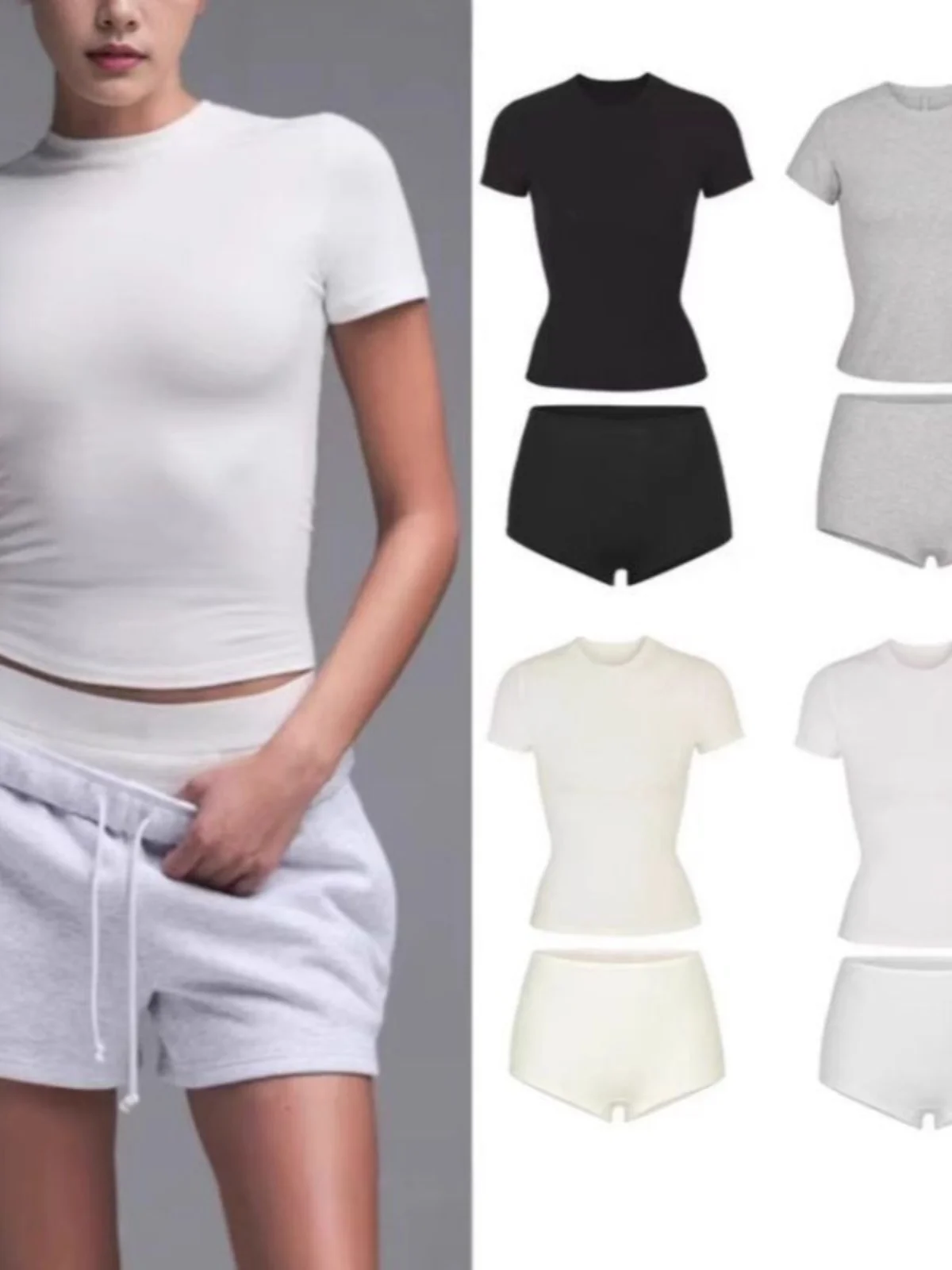 

Faionable ort Sve комплект футболок для женщин летом 2024, однотонный повседневный универсальный топ и бот-комплект для девочек