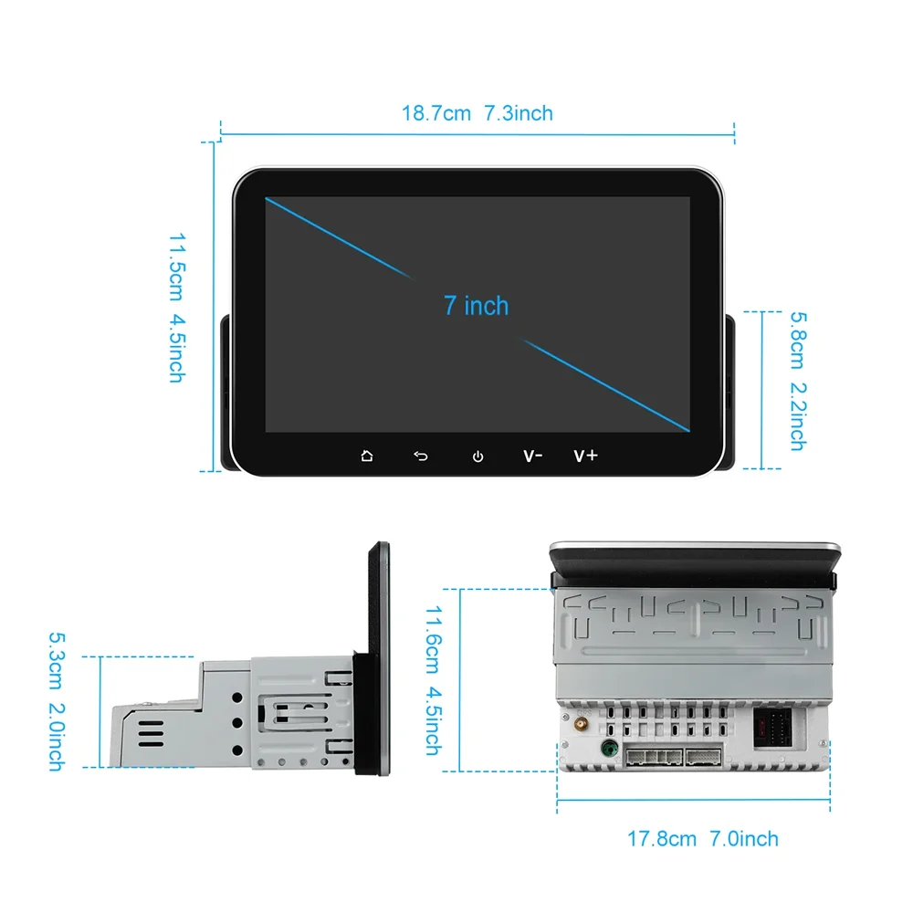 Universal 1Din Car Radio 7\'\' Touch Screen Wireless Carplay & Android Auto Smart Multimedia Player Wifi Navigation GPS FM Stereo
