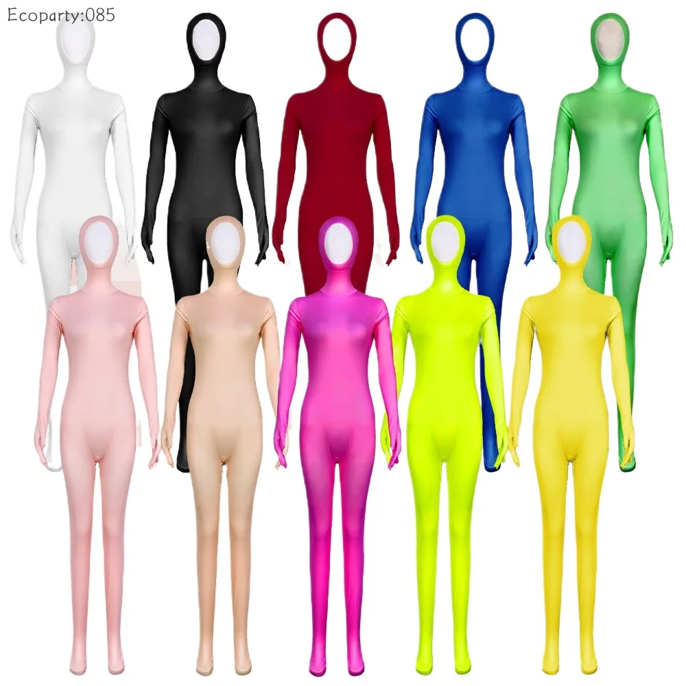 Costume Zentai complet pour femmes et hommes, visage ouvert, seconde peau, serré, combinaison en Spandex, Costume de Cosplay pour adultes