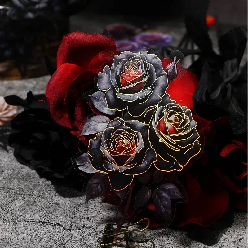 10Sheets Floral Sticker Phantom Background Night Gothic Rose Materials School Supplies DIY Handbook Scrapbook 157*98MM