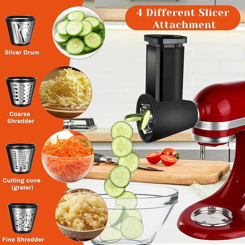 

Измельчитель овощей для Kitchenaid, аксессуары, измельчитель, совместимый с кухонной насадкой для терки сыра с 4 лезвиями