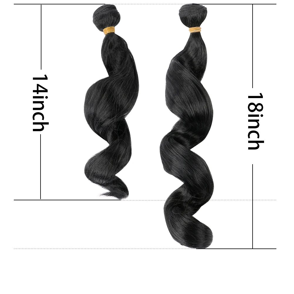 Pepper Show-Bundles Deep Wave pour femmes noires, Extensions de cheveux, Cheveux synthétiques, Body Wave, At, 14 ", 18", 6 Bundles