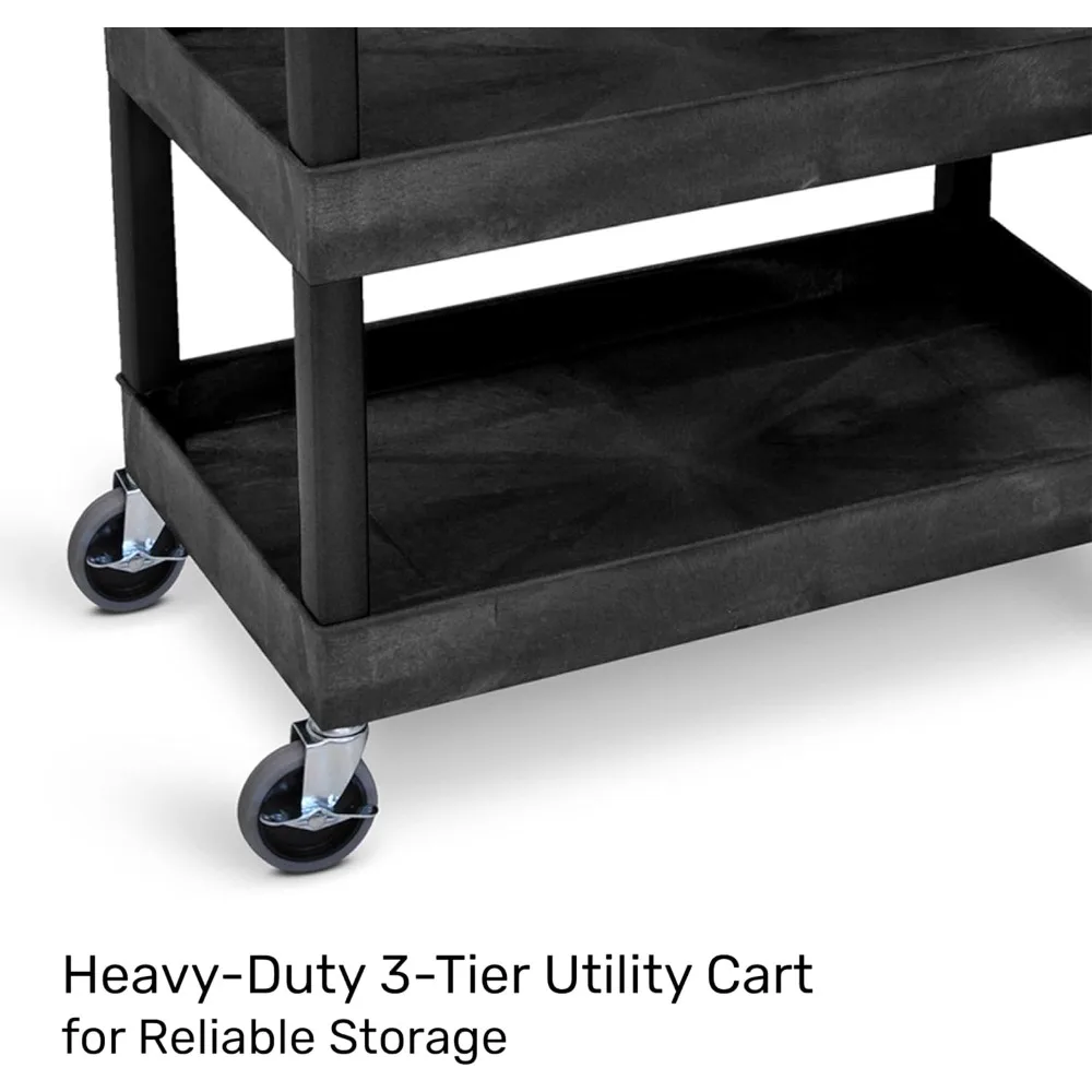 Wózek narzędziowy na kółkach z 3 półkami o udźwigu 136 kg - Idealny do przechowywania w garażu i biurze