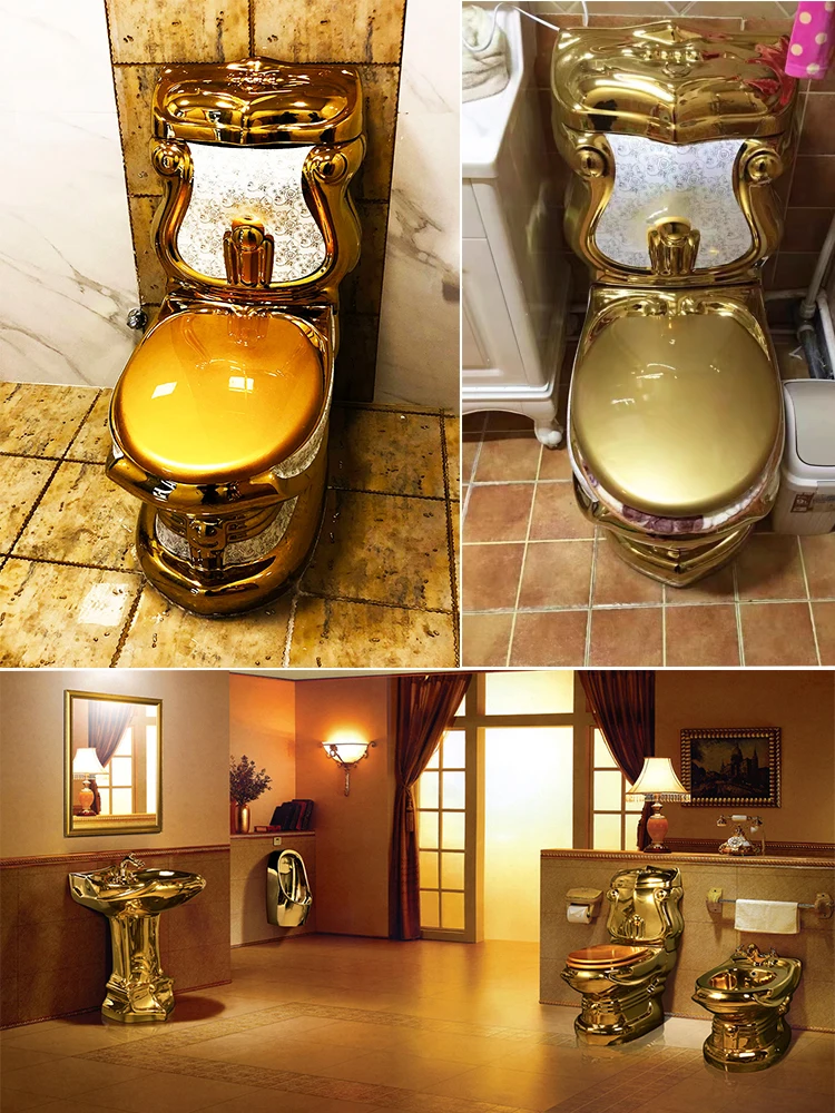 Golden toilet flush retro color home creative ceramic personalized toilet