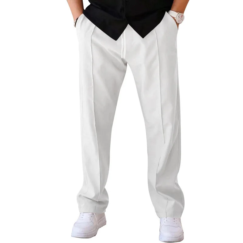 Men's Beach Pants Joggers Streetwear Cotton Linen Sweatpants Casual Pants Hawaiian Vacation Loose Summer Long pantalones hombre