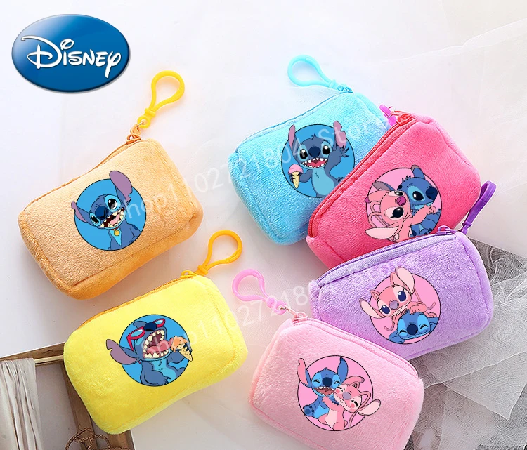 Stitch Disney Coin Purse Kawaii Anime Printing Wallet Cute Cartoon Square Plush Purse Stich Festival Party Gift Chuldren Packet