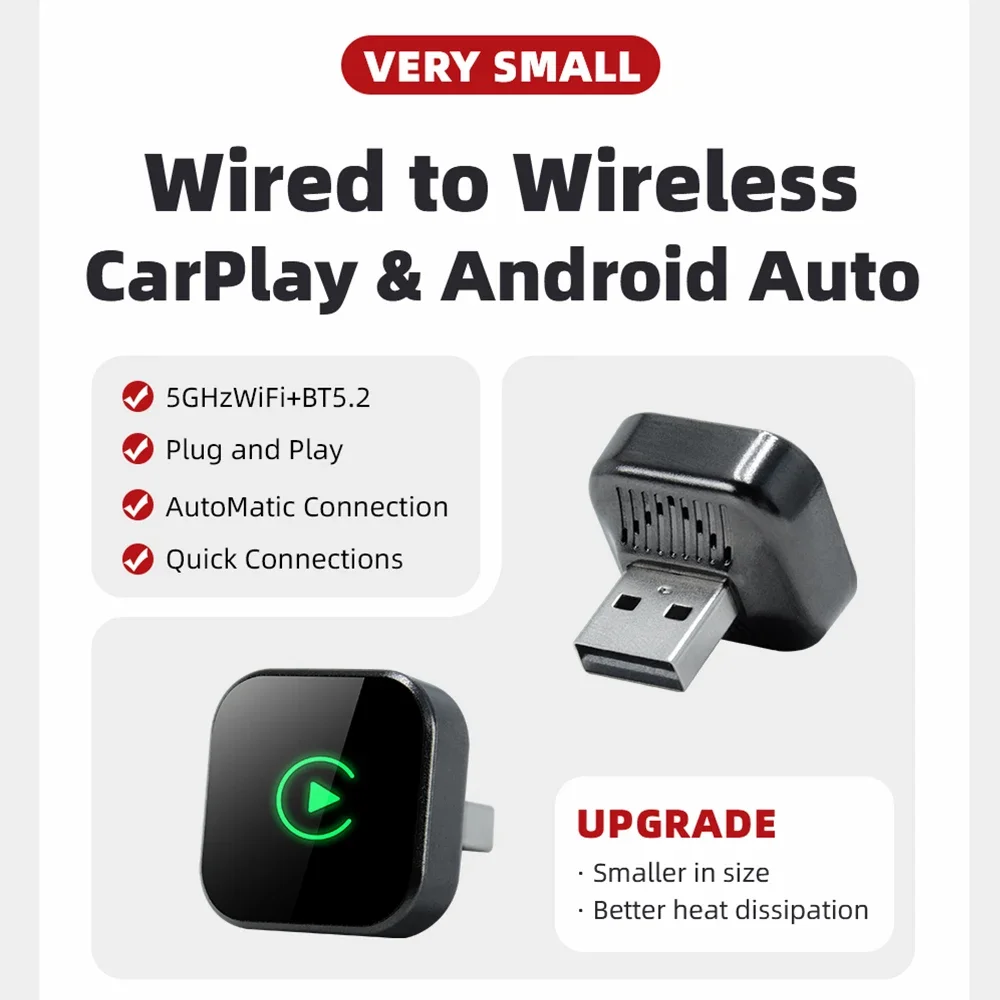 EKIY-dongle inalámbrico CarPlay, adaptador inalámbrico para Android Auto, sistemas inteligentes 2 en 1, caja inteligente AI para