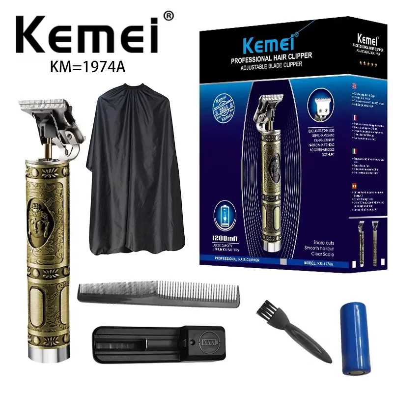 Kemei tagliacapelli elettrico ricaricabile KM-1974A di alta qualità barbiere intaglio Trimmer Buddha Relief Hair Cutting Machine Shaver