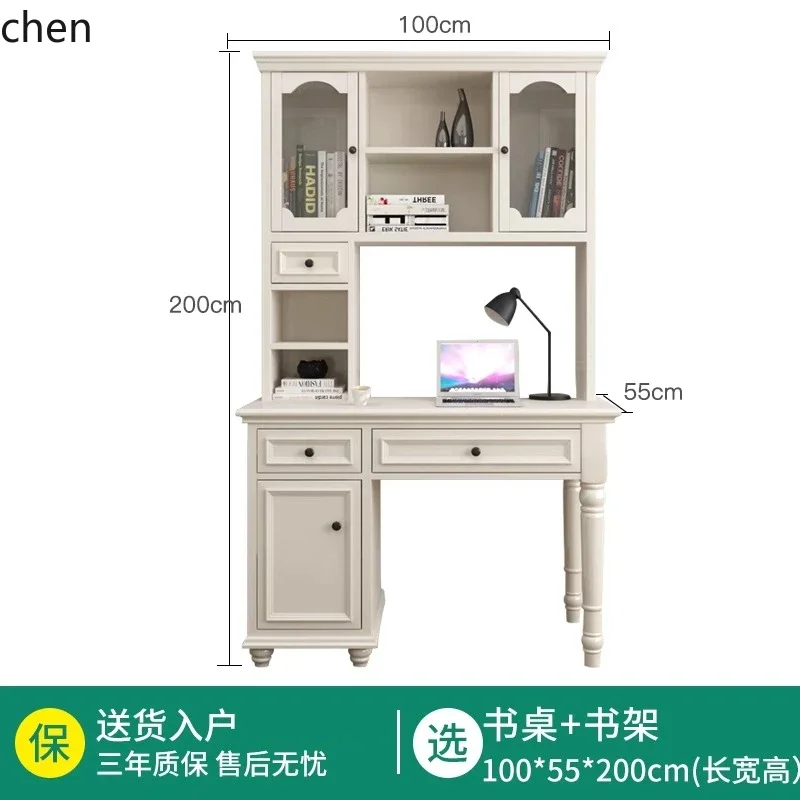 Corner Bookshelf Desk Integrated Solid Wood Combination Floor Storage Rack Study Home Simple Storage Computer Desk