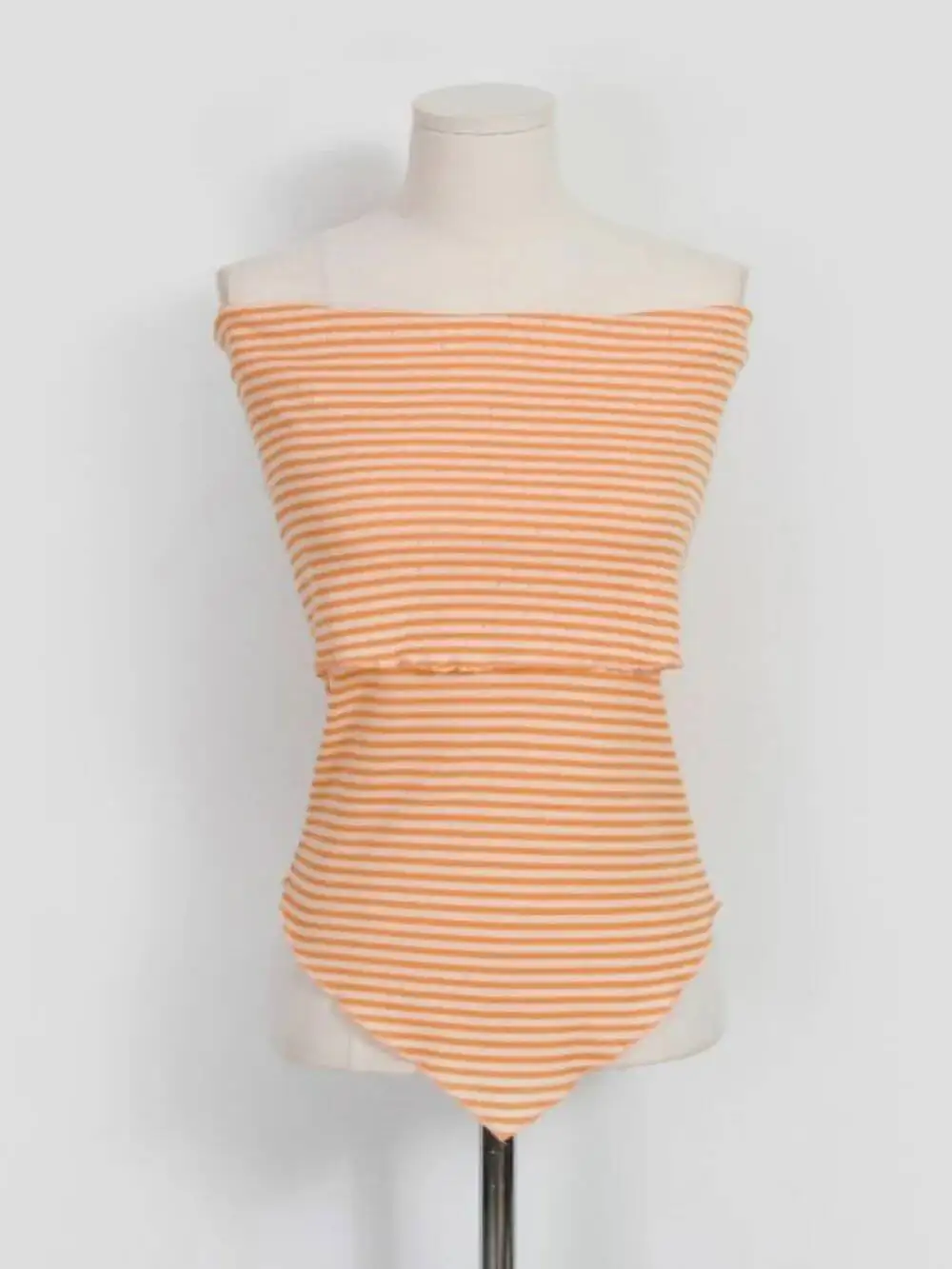 ฤดูร้อนเกาหลีElegant Stripe Spice Girls Blusas SlashคอStraplessส่วนบุคคลปิดไหล่Top Slimอินเทรนด์Modaเสื้อ