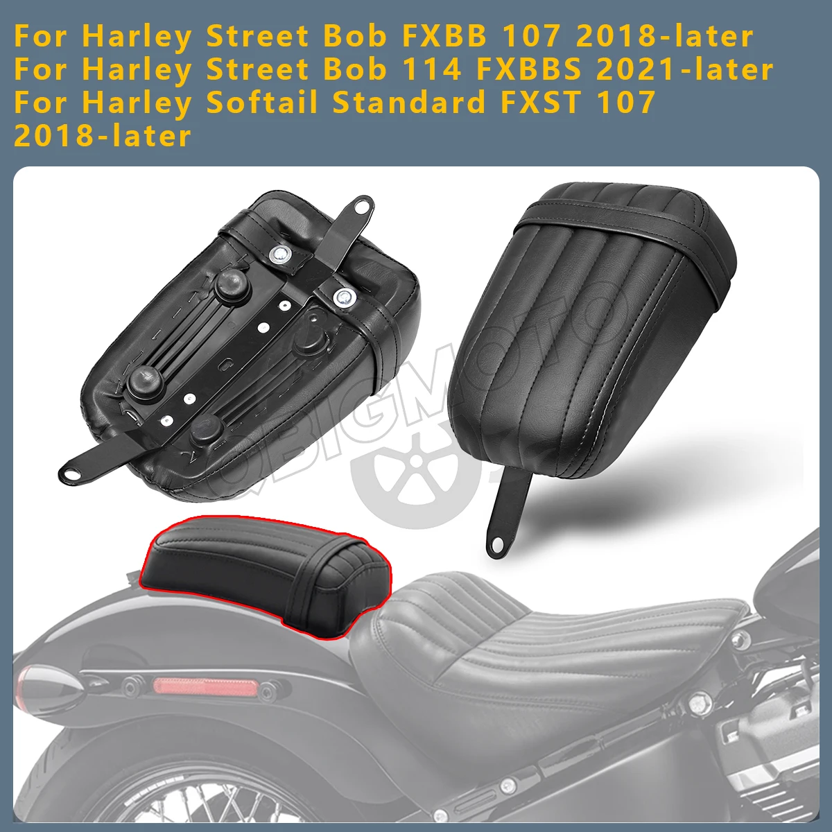 Motorrad-Beifahrersitz-Sattelkissen für Harley Softail Slim Street Bob 114 FXBB FXST 107 FLSL FLS 2018-2023