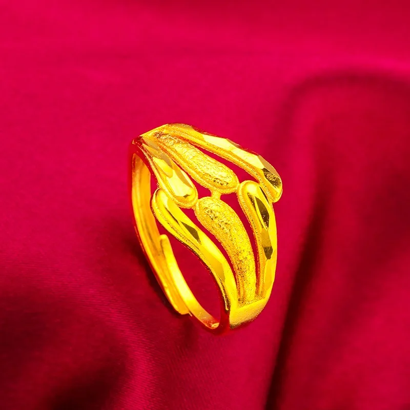 9999 24K real gold casual gold ring kaleidoscope plain circle fashionable women's ring gold jewelry