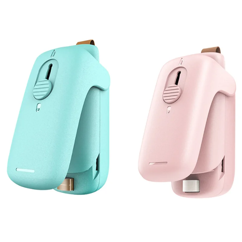 A05G-2PCS 진공 포장기 2 in 1 휴대용 밀봉기 열 밀봉 및 커터 스낵 플라스틱 백 식품 보관용