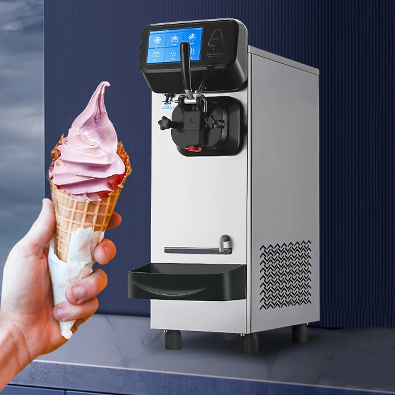 Máquina de helado suave, mesa comercial de 1600W, gran capacidad, potencia para sorbete, servir cono dulce, yogur helado