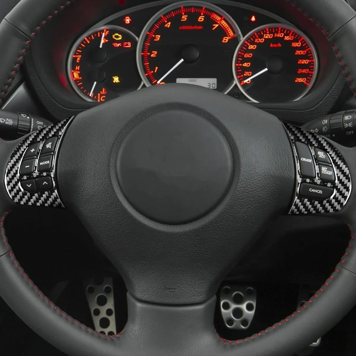 ABQE Carbon Fiber for Subaru Impreza 2009 2010 2011 Car Steering Wheel Buttons Cover Trim Interior Accessories