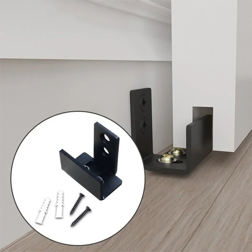 For Bottom Sliding Door Barn Door Floor Guide 1 Set Adjustable Black Hardware Kit Sliding Wardrobe Doors Tracks