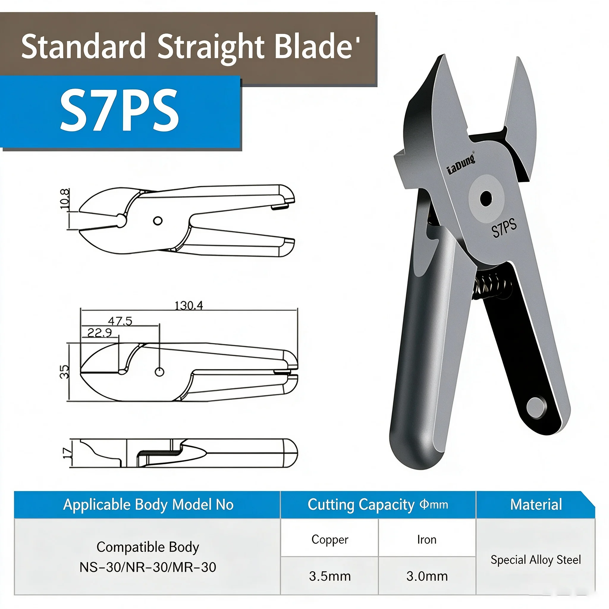 LADUNG S7PS S9PS High-Precision Metal Copper and Iron Wires Cutting Blade, NR30 Series Pneumatic Air Cutters Replacement Head