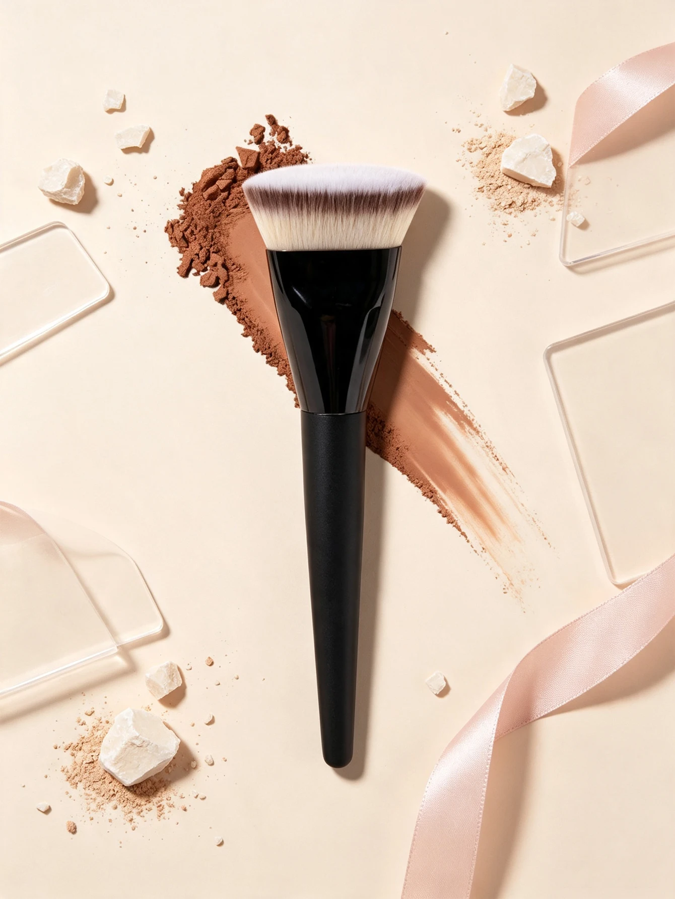1/2 Piece Professional Flat Round Foundation Brush, with Seamless Blending and Skin-Friendly Bristles, Suitable for Liquid and Cream Foundation, Can Be Used for Contouring, Blush, Highlighter, Concealer, and Setting Powder, a Must-Have for Makeup Enthusiasts, Suitable for Daily Use, Travel, and as a Gift