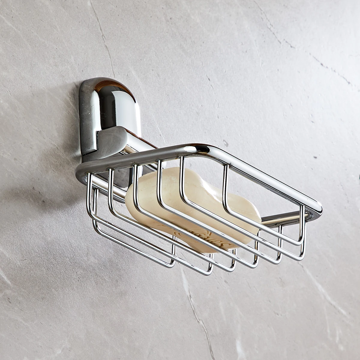 Perforated Installation - Bathroom Wall Soap Holder, Stainless Steel Soap Dish, Suitable for Bathroom Shower Soap Holder, Soap Tray Sponge Holder, Square, Chrome-Plated