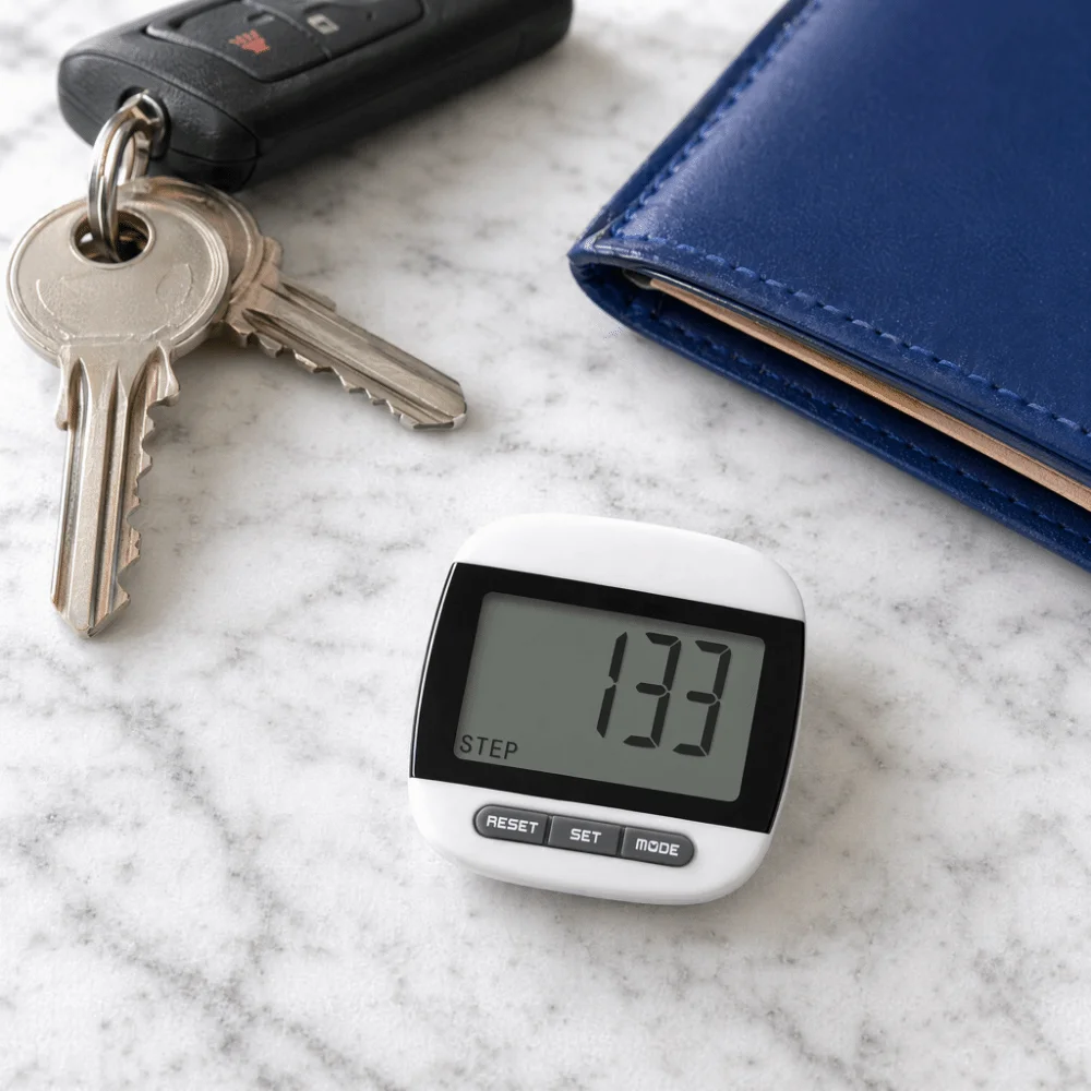 ABS Digital Pedometer Step Distance Calorie Tracking Easy Button Control Walking Pedometer Digital Display Compact Size