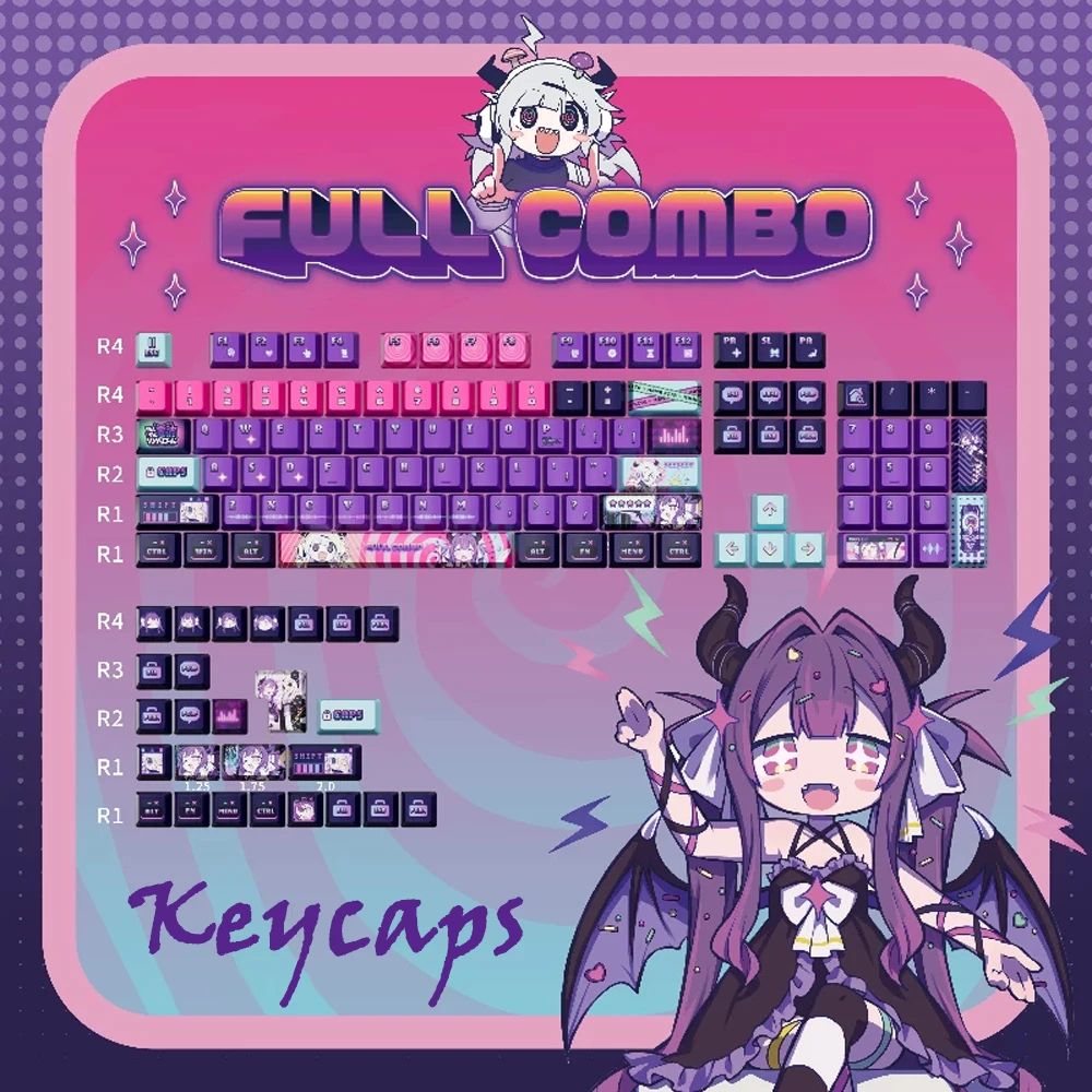 Folding Shadow Side-Printed Keycaps With Angular Light Effects Yunyun Syndrome Theme Keycap Cherry Profile PBT Caps For Keyboard
